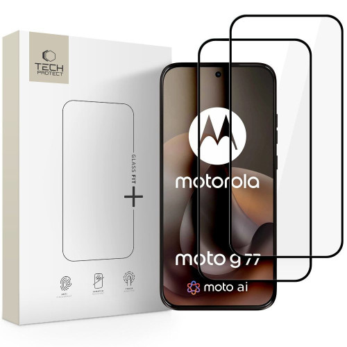 Edzett üveg Tech-protect Glass Fit+ 2-csomag Motorola Moto G67 / G77 Fekete