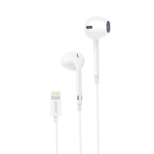 FONENG wired headphones T28 Lightning with microphone 1.2M White
