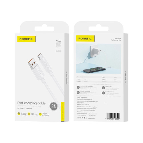 FONENG cable XS07 USB-C 3A 1M White