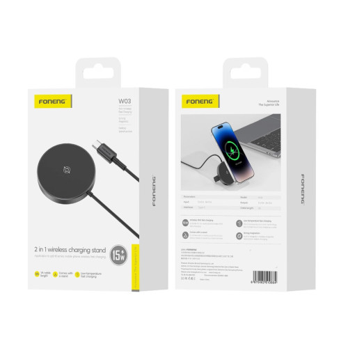 FONENG ładowarka bezprzewodowa MagSafe W03 15W Czarny