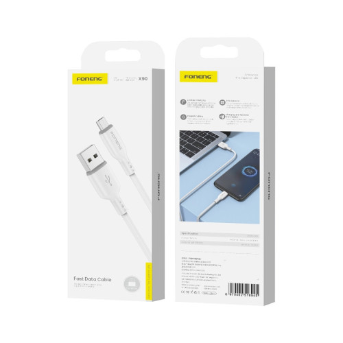FONENG kabel X90 Micro USB 2.1A 1M Biały