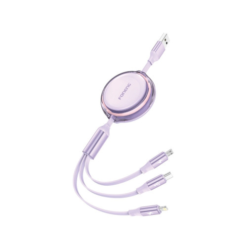 FONENG cablu X113 3in1 3A 1.1M Violet