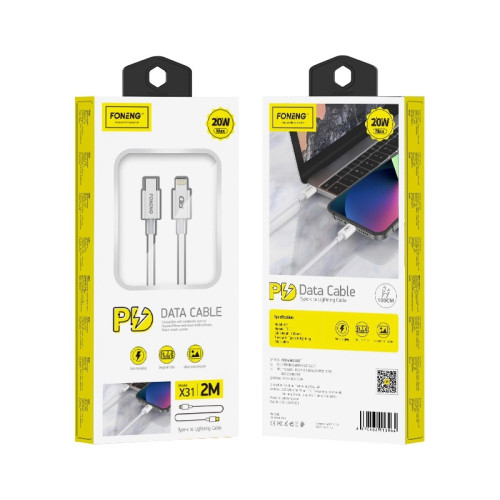 FONENG Kabel X31 USB-C - Lightning PD 20W 2M Weiß