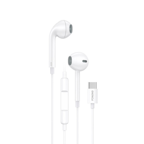 FONENG słuchawki przewodowe T15 USB-C z mikrofonem 1.2M Biały
