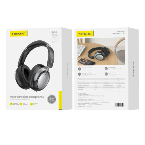 FONENG wireless over-ear headphones (ANC + ENC) BL56 Black