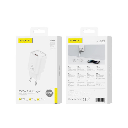 FONENG charger EU69 PD 20W 1xUSB-C White