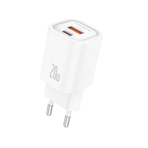 FONENG charger EU70 PD 20W 1xUSB-C + 1xUSB QC3.0 + USB-C - USB-C White