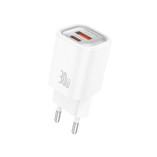 FONENG ładowarka sieciowa EU71 PD 30W 1xUSB-C + 1xUSB QC3.0 + kabel USB-C - USB-C Biały