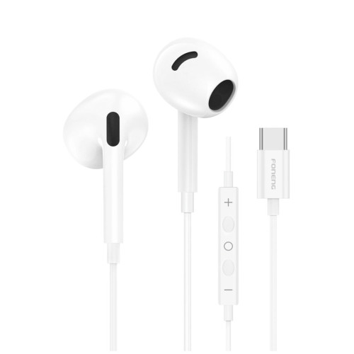 FONENG słuchawki przewodowe T66 USB-C z mikrofonem 1.2M Biały