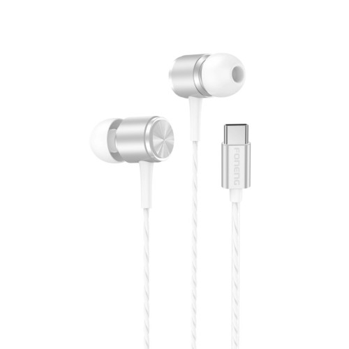 FONENG słuchawki przewodowe T65 USB-C z mikrofonem 1.2M Biały