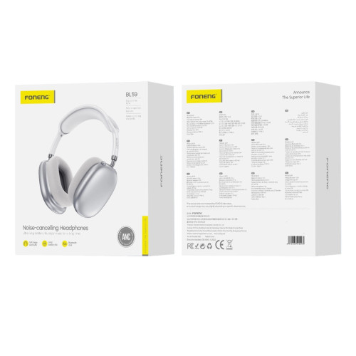 FONENG wireless over-ear headphones (ANC) BL59 Silver