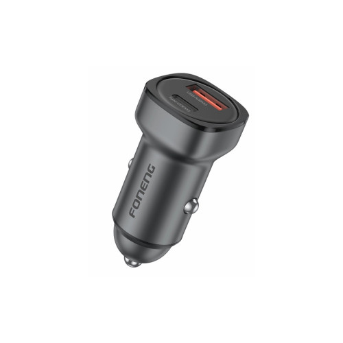 FONENG ładowarka samochodowa C23 PD 30W 1xUSB-C + 1xUSB QC3.0 Czarny
