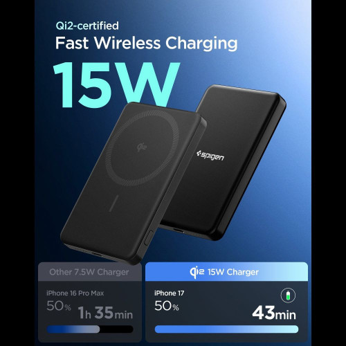 Powerbank Spigen EA2205MQ Essential MagSafe Power Bank 5000mAh 22.5W Qi2 Black