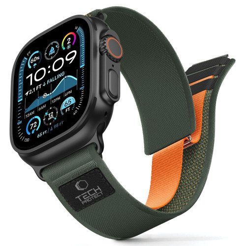 Pasek Tech-Protect Nylon Elite do Apple Watch 8/9/10/11/SE/Ultra 44/45/46/49mm Green/orange
