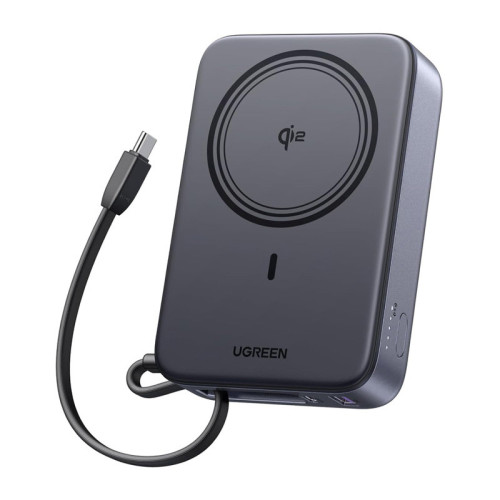 Baterie externă magnetică UGREEN PB567 20000 mAh cu Qi2 15 W și cablu încorporat