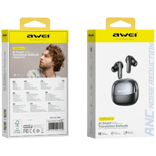 Căști wireless T229 ANC AI + stație de docare galvanizată gunmetal