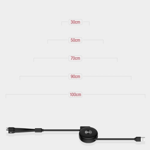 USAMS Retractable Cable U20 3in1 1m 2A Fastcharge black (lightning/microUSB/USB-C) SJ280USB01 (US-SJ280)