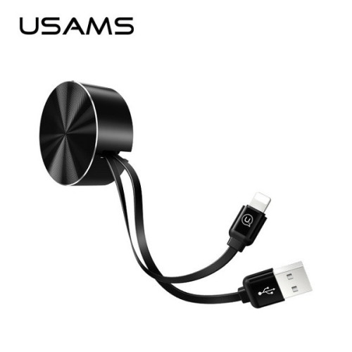 USAMS Retractable U-Bin Lightning Cable 1m.2A black/black IPUSBZH01 (US-SJ150)