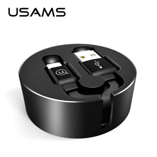 USAMS Retractable U-Bin Lightning Cable 1m.2A black/black IPUSBZH01 (US-SJ150)