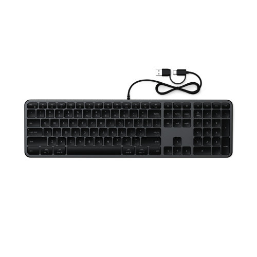 Satechi Slim LX3 Wired - USB-C/USB-A keyboard with numeric layout and Mac/Windows mode switch (space black)