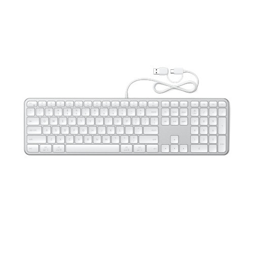 Satechi Slim LX3 Wired - USB-C/USB-A keyboard with numeric keypad and Mac/Windows mode switch (silver)