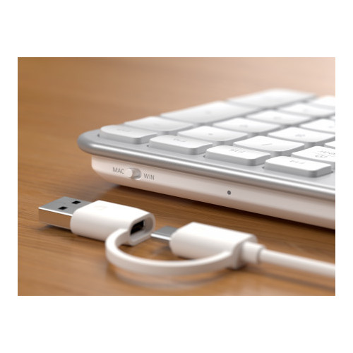 Satechi Slim LX3 Wired - USB-C/USB-A keyboard with numeric keypad and Mac/Windows mode switch (silver)