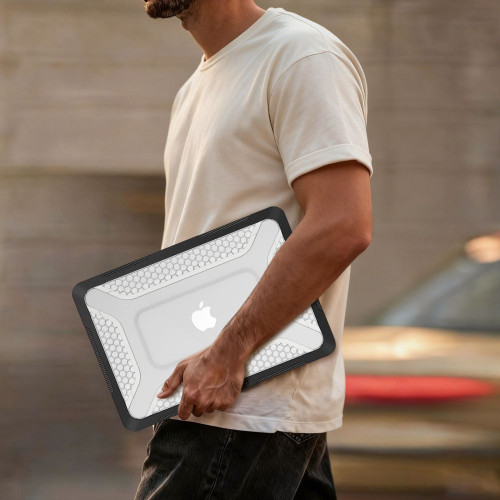 Tech-Protect Kevlar Pro for MacBook Neo 13 with the built-in stand unfolded