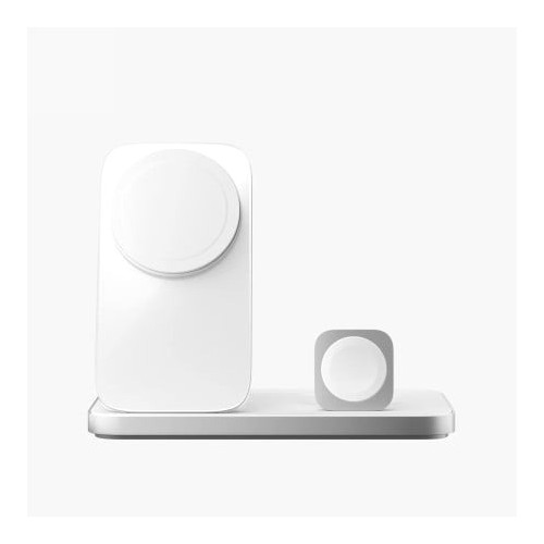 NOMAD Stand One Max - bezprzewodowa ładowarka Qi2, 25W do trzech urządzeń kompatybilna z MagSafe, 4 gen. (silver)