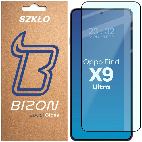 Tempered glass Bizon Glass Edge for Oppo Find X9 Ultra, black frame