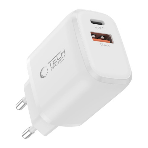 Tech-protect Nca65w-gan 2-port Network Charger Pd 65w / Qc3.0 White