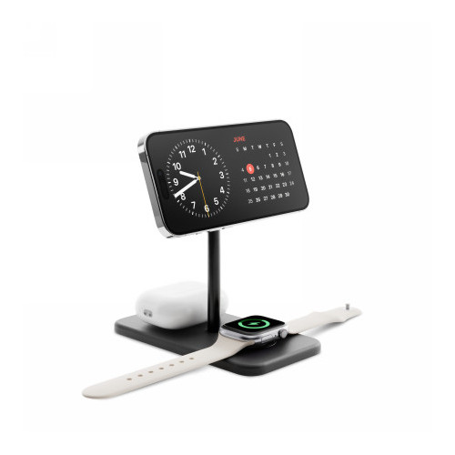 Twelve South HiRise 3 Deluxe (2024) - stojąca ładowarka bezprzewodowa Qi2 do trzech urządzeń kompatybilna z MagSafe (blac
