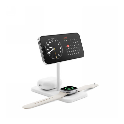Twelve South HiRise 3 Deluxe (2024) - stojąca ładowarka bezprzewodowa Qi2 do trzech urządzeń kompatybilna z MagSafe (whit