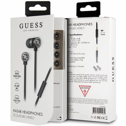 Guess headphones GUEPWIBK black&silver 3.5mm
