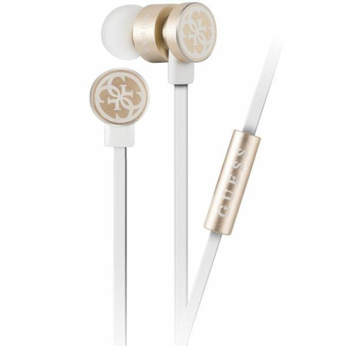 Guess căști GUEPWIGO alb-auriu/white&gold 3,5mm