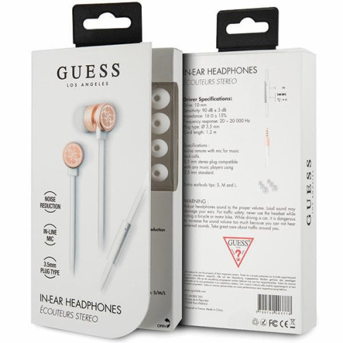 Guess căști GUEPWIGO alb-auriu/white&gold 3,5mm