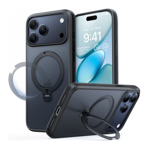 TORRAS Ostand Spin - etui do iPhone 17 Pro kompatybilne z MagSafe (black)