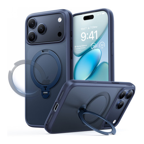 TORRAS Ostand Spin - etui do iPhone 17 Pro kompatybilne z MagSafe (midnight blue)