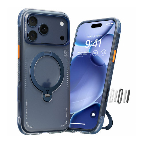 TORRAS Ostand Spin Air - etui do iPhone 17 Pro kompatybilne z MagSafe (midnight blue) [N]