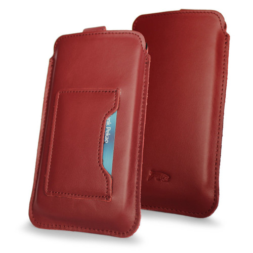 LURESKO ARMOD 4XL Leather slip case for phones up to 7 inches with card pocket (red)