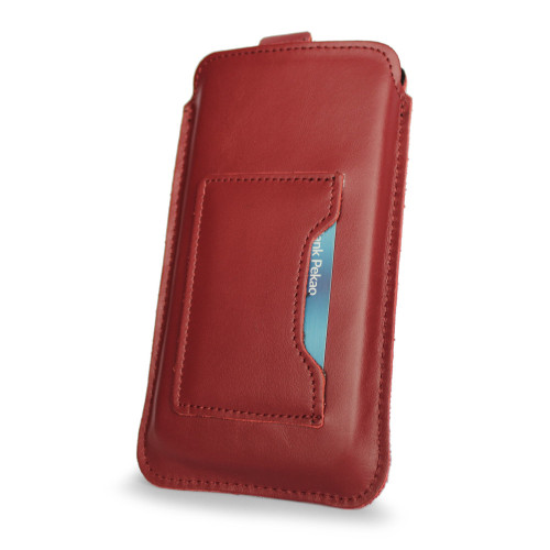 LURESKO ARMOD 4XL Leather slip case for phones up to 7 inches with card pocket (red)