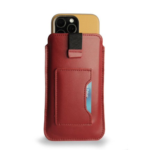 LURESKO ARMOD 4XL Leather slip case for phones up to 7 inches with card pocket (red)
