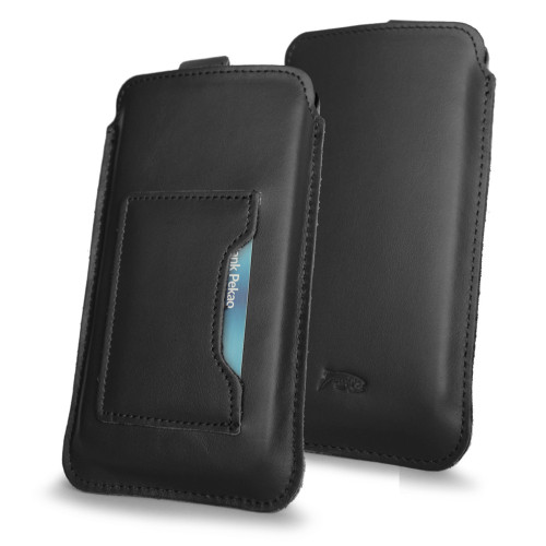 LURESKO ARMOD 4XL Leather slip case for phones up to 7 inches with card pocket (black)