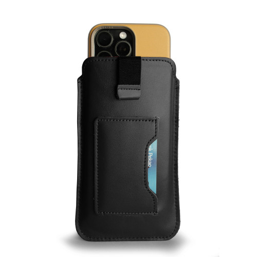 LURESKO ARMOD 4XL Leather slip case for phones up to 7 inches with card pocket (black)