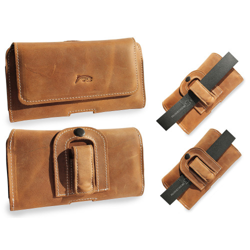 LURESKO HOLSTER XL Leather holster with double belt attachment 165x82x10mm (vintage brown)