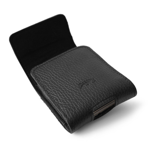 LURESKO HECTOR FLIP M Leather neck / belt / loop case for Flip models (black ribbed)