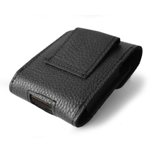 LURESKO HECTOR FLIP M Leather neck / belt / loop case for Flip models (black ribbed)