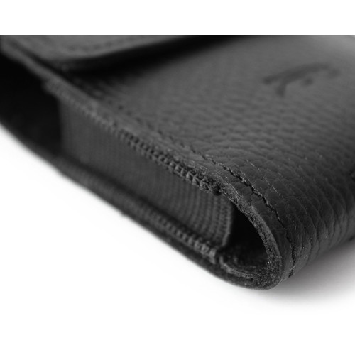 LURESKO HECTOR FLIP M Leather neck / belt / loop case for Flip models (black ribbed)
