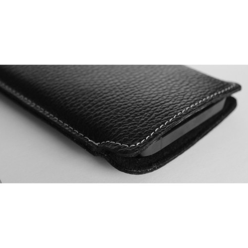 LURESKO NORTHERN XXXL Kožené etui typu wsuwka na telefon (černé karbované, bílá nit)