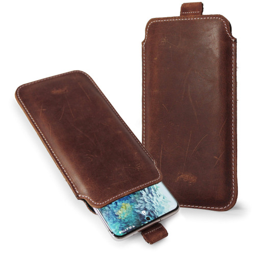 LURESKO LILLA XXL+ Leather slip case for Samsung Galaxy Z Fold 7 5G (vintage brown, white thread)