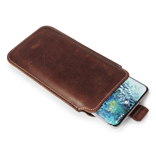 LURESKO LILLA XXL+ Leather slip case for Samsung Galaxy Z Fold 7 5G (vintage brown, white thread)